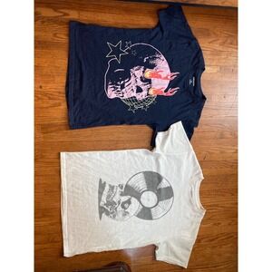 Lot of 2 Mens Graphic T-Shirts Chemistry Skull Flame Brisco Brands Vinyl Skull M
